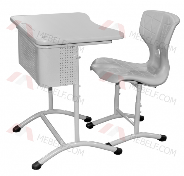 Школьный стол с перфорированным экраном ШСТ13 и стул ШС10,серый