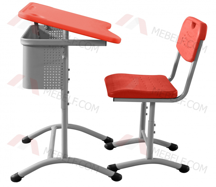 Школьный стол с наклонной столешницей ШСТ15 и стул ШС02, оранжевый