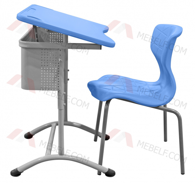 Школьный стол с наклонной столешницей ШСТ15 и стул ШС11, голубой
