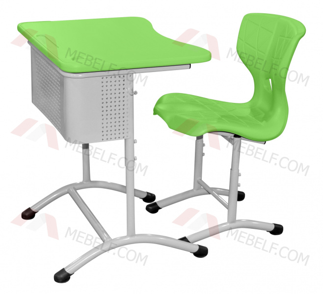 Школьный стол с перфорированным экраном ШСТ13 и стул ШС10, зеленый