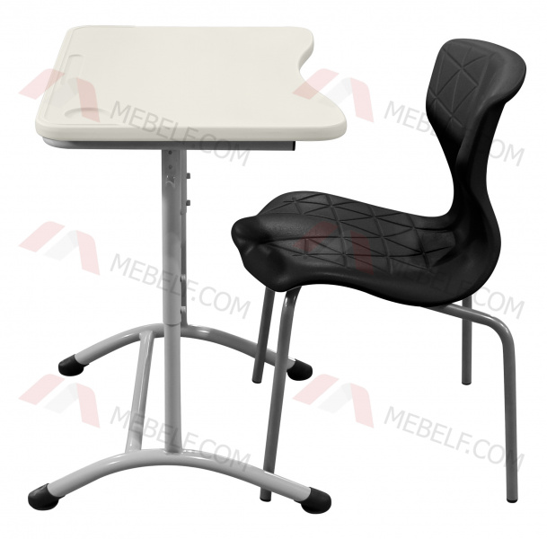 Школьный стол ШСТ11 и стул ШС11, белый и черный