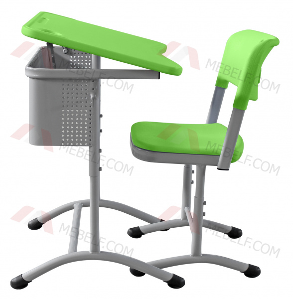 Школьный стол с наклонной столешницей ШСТ15 и стул ШС01, зеленый