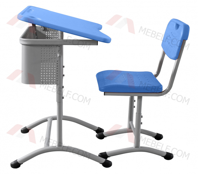 Школьный стол с наклонной столешницей ШСТ15 и стул ШС02, синий