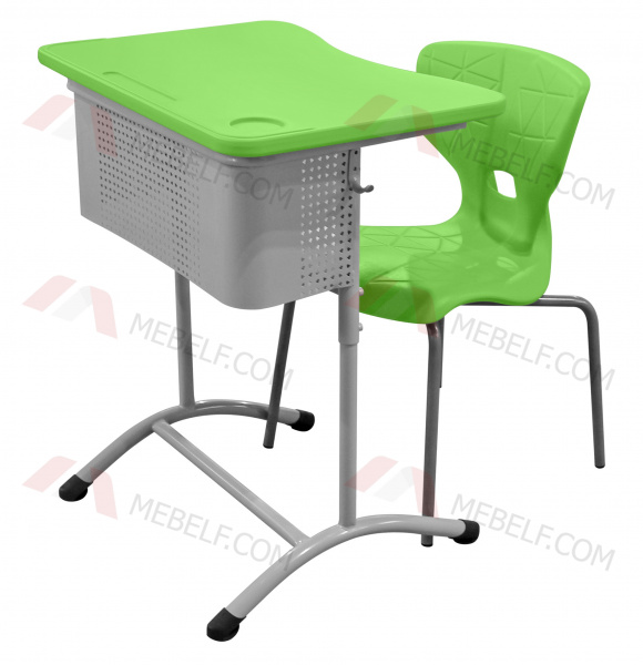 Школьный стол с перфорированным экраном ШСТ13 и стул ШС11, зеленый